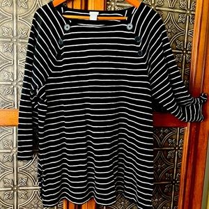 Chicos striped button detailing tunic top